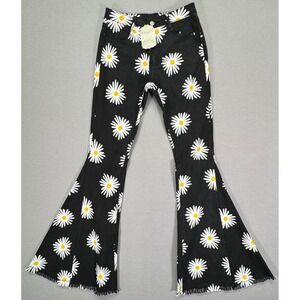 Altar'd State Daisy Floral Flare Jeans Black Bell Bottoms Womens M NWT